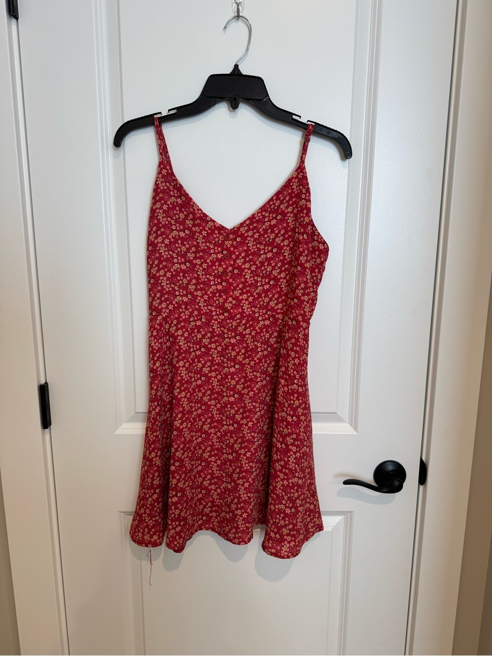 Forever 21 Red Floral Slip Dress with Cream Accents